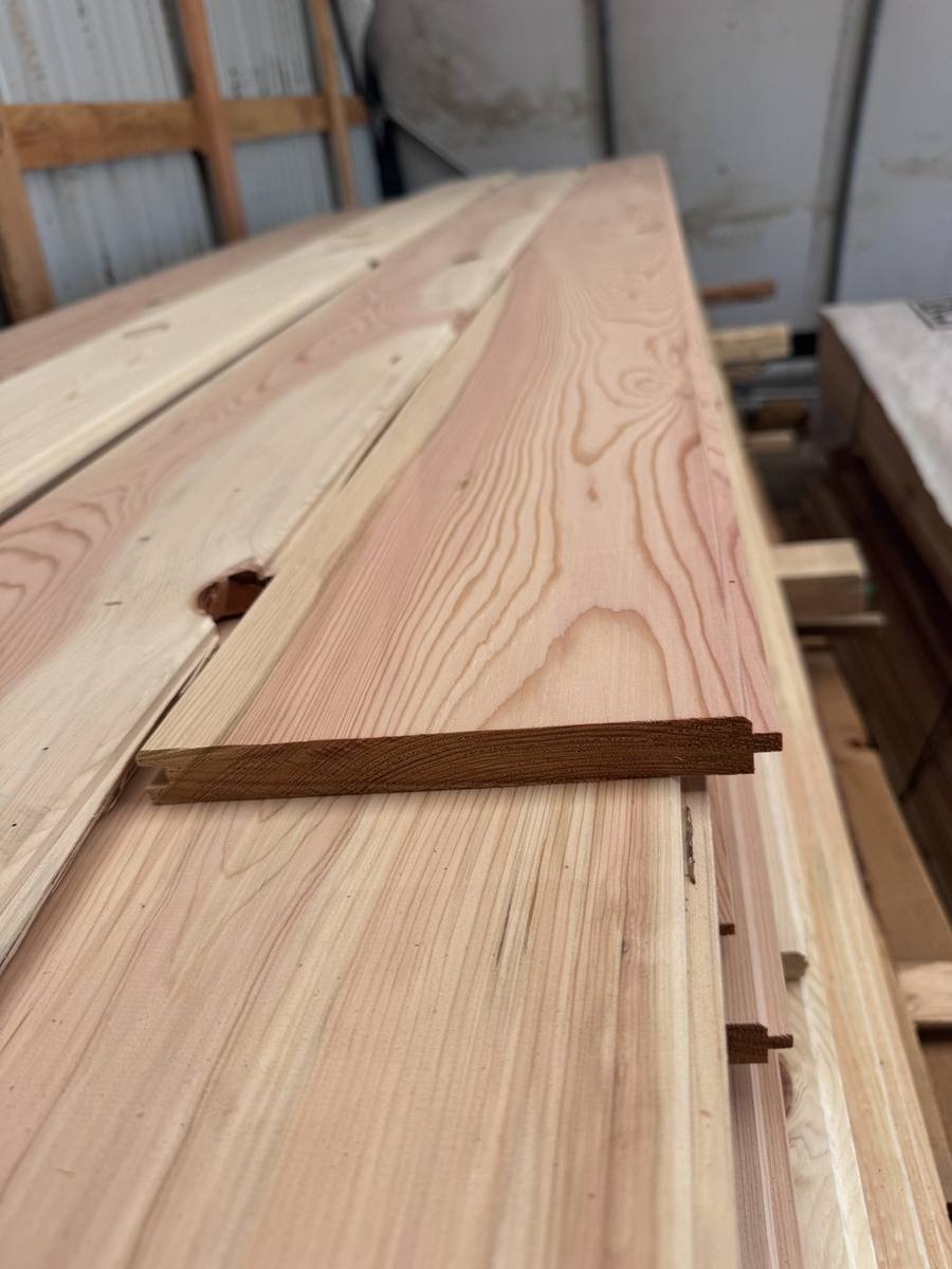 Douglas fir tongue and groove, profile end