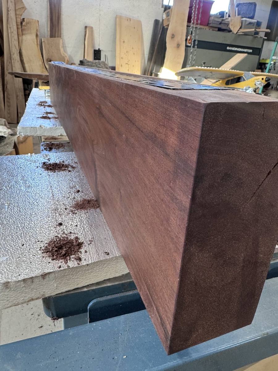 Walnut mantel beam