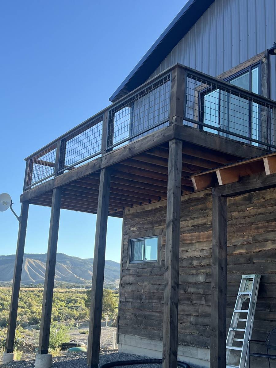 Deck posts, beams and live-edge siding