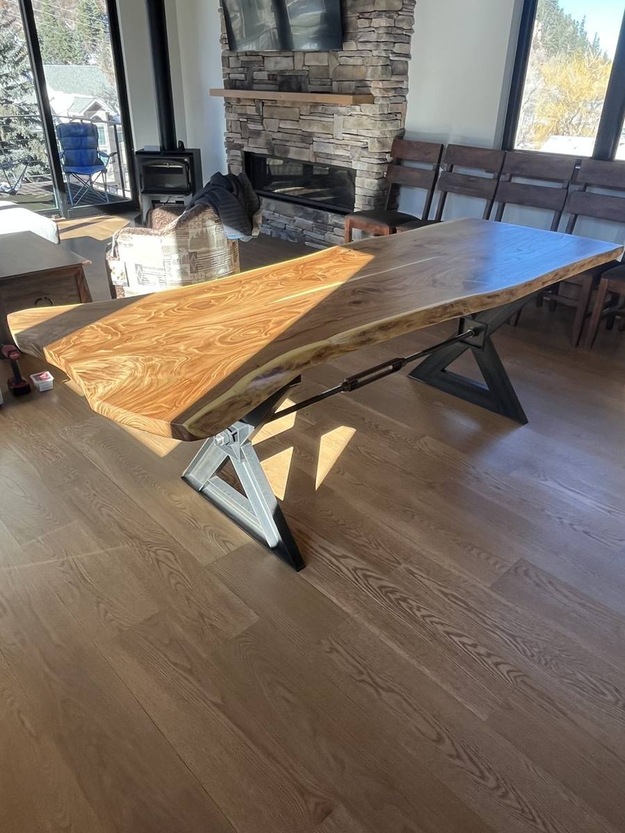 Finished live edge dining table
