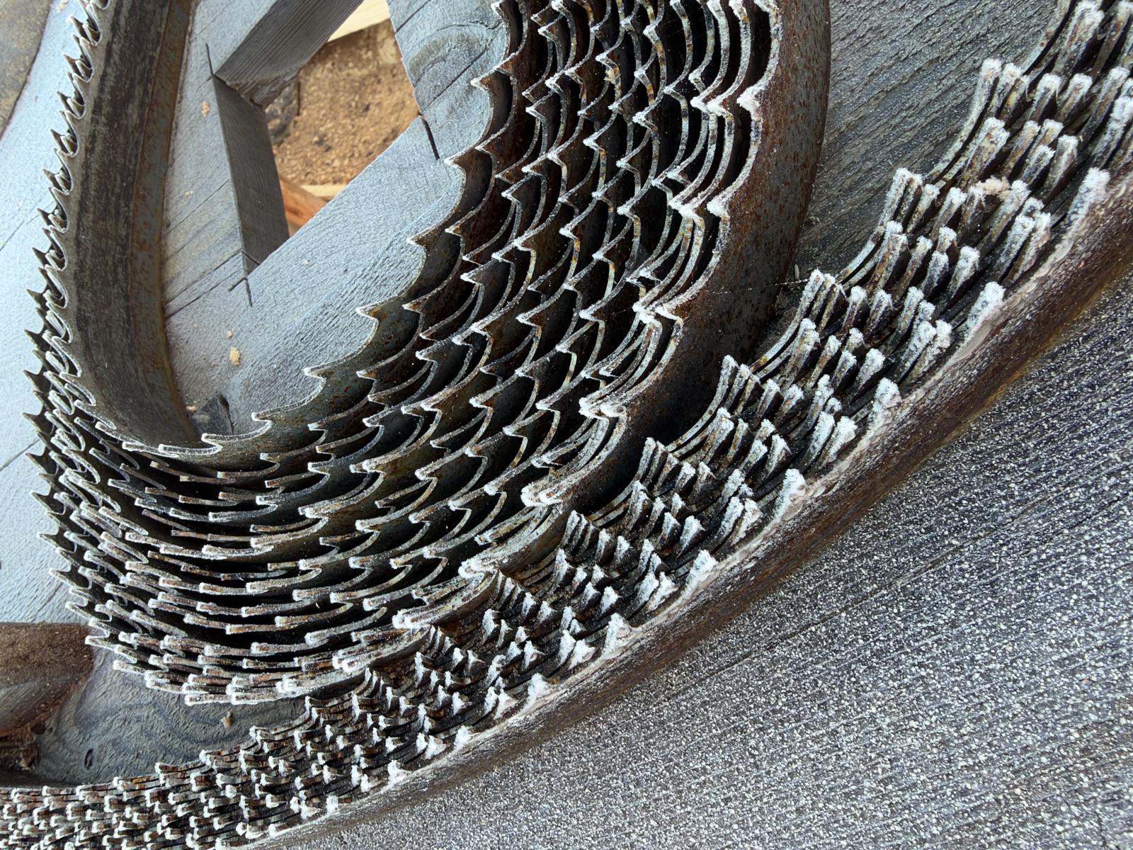 Coiled sawmill bands at JAMCo Woodworks